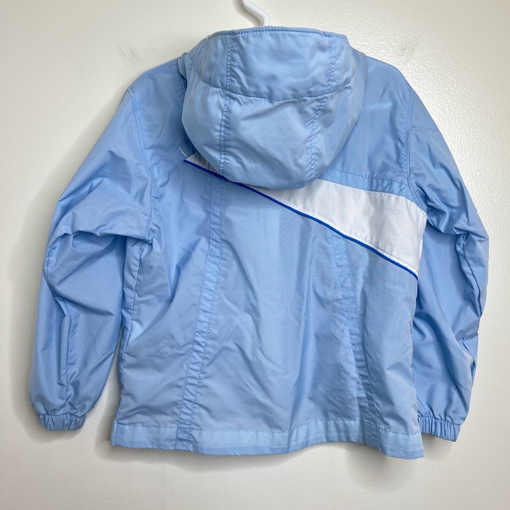 Columbia Lightweight Hooded Jacket Kids Size 4/5 Light Blue White Zip Up - Picture 3 of 9